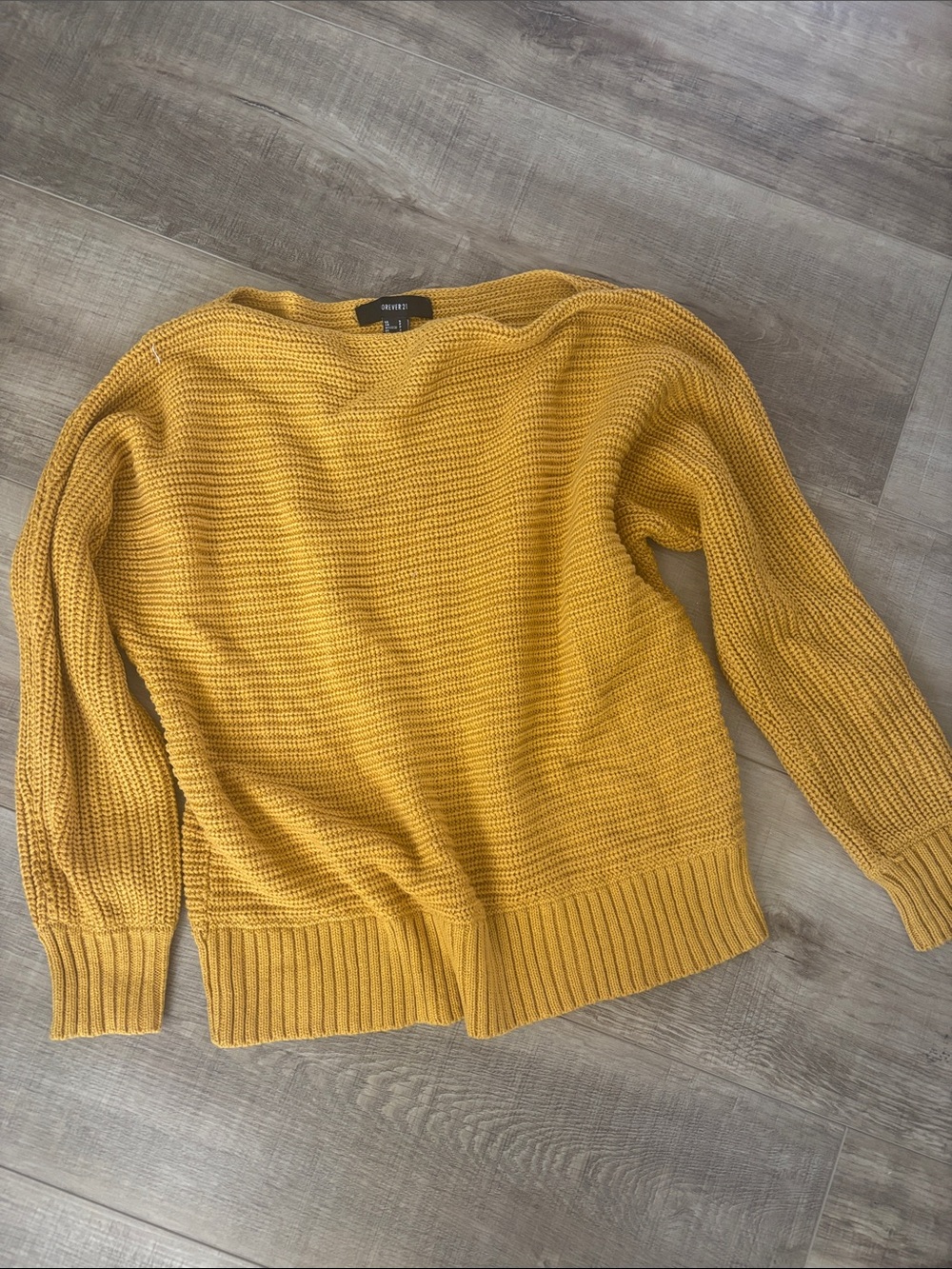 Forever 21 Women's Mustard Crewneck Knit Sweater
